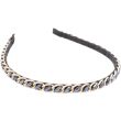 Black Ribbon Wrapped Metal Alice Band with Chain and Bead Detail - 0.7cm Wide