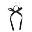 Black Satin Hair Bow with Elastic - 14cm