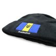 Black Turn up Beanie Hat - Barbados Flag Embroidery