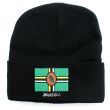 Black Turn up Beanie Hat - Dominica Flag Embroidery