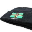 Black Turn up Beanie Hat - Dominica Flag Embroidery