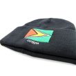 Black Turn Up Beanie Hat - Guyana Flag Embroidery