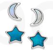Blue Moon & Stars Mother of Pearl Shell Stud Earrings - 2 pairs