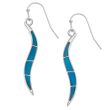 Blue Mother of Pearl Shell Long Curved Hook Earrings