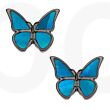 Blue Mother of Pearl Shell Morpho Butterfly Stud Earrings