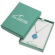 Blue Mother of Pearl Shell Quatrefoil Pendant Necklace