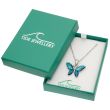 Blue Butterfly Paua Shell Pendant Necklace in a Gift Box