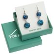 Blue Paua Shell Circle Dangle Hook Earrings
