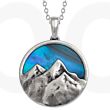 Blue Paua Shell Mountain Pendant Necklace