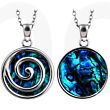 Blue Paua Shell Spiral Pendant Necklace - Double Sided