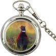 BOXX Grouse Bird Pocket Watch With Chain - Silver