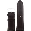 Dark Brown Padded Leather Watch Straps with Silver Buckle - 30mm