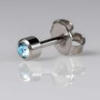 Caflon Blu Mini March White Stainless Aquamarine Birthstone Ear Piercing Studs