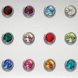 Caflon Blu Regular White Stainless Assorted Birthstones Ear Piercing Studs