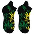Wholesale Leaf in Rasta Colours Trainer Socks - Black