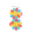 Smiley Face Rainbow Flower Hair Clips 3.5cm - Card of 2