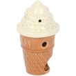 Ceramic Ice Cream Cone Oil Burner with Swirl Lid