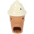 Ceramic Ice Cream Cone Oil Burner with Swirl Lid
