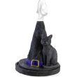 Witch Hat With Cat Incense Cone Holder - 11.5cm 