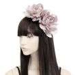 Champagne Grey Satin Aliceband With Double Flower - 0.5cm Wide
