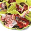 Chartreuse Flower Print Extra Large Ribbed Frill Hair Scrunchie - 15cm