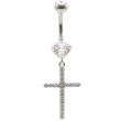 Clear Crystal Cross Design Belly Bar - 10mm