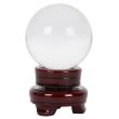 Crystal Ball with Wooden Base – 8cm Glass Sphere
