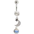 Dangly Crescent Moon Design Belly Bar - 10mm