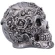 Decorative Gothic Skull Figurine with Floral Detailing – 12.2cm