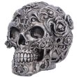 Decorative Gothic Skull Figurine with Floral Detailing – 12.2cm