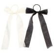 Diamante Hair Bow with Elastic – Black & Ivory - 14cm