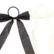 Diamante Hair Bow with Elastic – Black & Ivory - 14cm