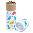 12pcs Dinosaur Mini Colouring Pencil Pot - 10.5cm - Asst. Colours