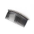 Black Side Combs With Flower Diamante Stones - 10cm 