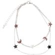 Double Chain Anklet with Moon and Star Charms