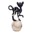Feline Fate Light Up Skull with Black Cat Figurine - 34.6cm 