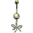 Crystal Flower Belly Bar - Silver - 30mm