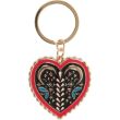 Folk Heart Enamel Keyring Colourful Folk Art Design (7.5cm)
