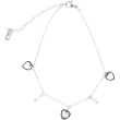 Silver Anklet with Heart Charms and Pink Beads