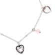 Silver Anklet with Heart Charms and Pink Beads
