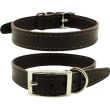 Genuine Leather Dog Collar 3/4" Wide Stitched - Black