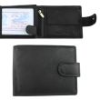 Genuine Leather RFID Multi Fold Horizontal Wallet With Stud Closure - Black 