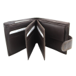 Genuine Leather RFID Multi Fold Wallet With Stud Closure - Brown,Genuine Leather RFID Multi Fold Wallet With Stud Closure - Brown