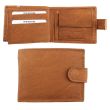 Genuine Leather RFID Multi Flap Wallet With Stud Closure - Tan