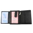 Genuine Leather RFID Trifold Vertical Wallet - Black ,Genuine Leather RFID Trifold Vertical Wallet - Black 