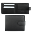 Genuine Leather RFID Trifold Vertical Wallet - Black 