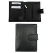 Genuine Leather RFID Trifold Vertical Wallet with Stud Closure- Black 