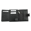 Genuine Leather RFID Trifold Vertical Wallet with Stud Closure- Black ,Genuine Leather RFID Trifold Vertical Wallet with Stud Closure- Black 