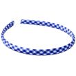 Gingham Print Polyester Aliceband - Royal Blue (1cm Wide)