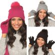 Ladies Bobble Hat and Touchscreen Glove Set - Assorted Colours